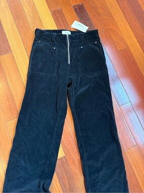 BA&SH Black Corduroy Straight-Leg Pants
